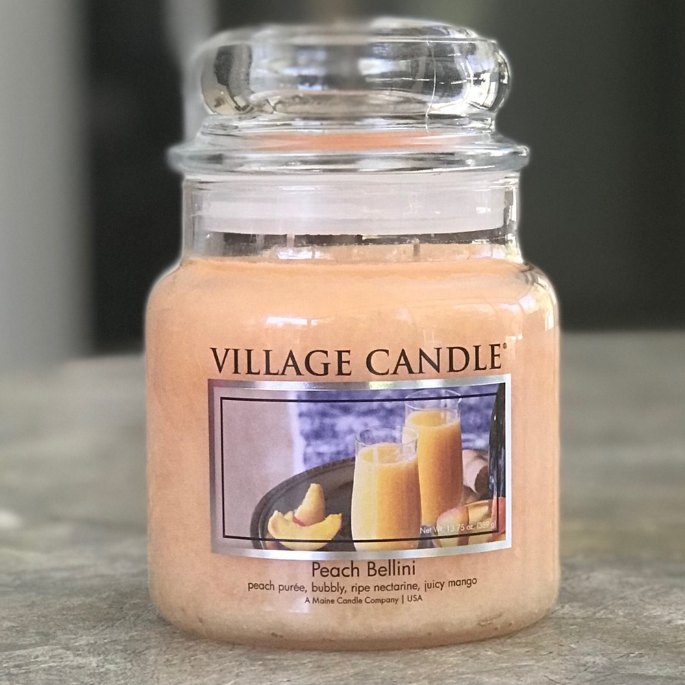 Village Candle Peach Bellini 13.75 oz. Medium. Jar, New
